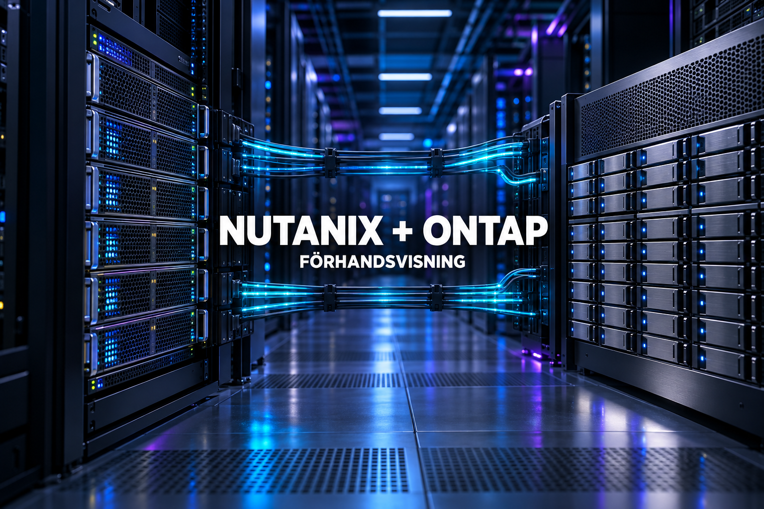 Illustration av beräkningsservrar och extern lagring med nätverkskoppling, rubriken Nutanix + ONTAP och statusen förhandsvisning.